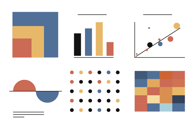 Ilustración estilo Bauhaus para el formato Data visualization