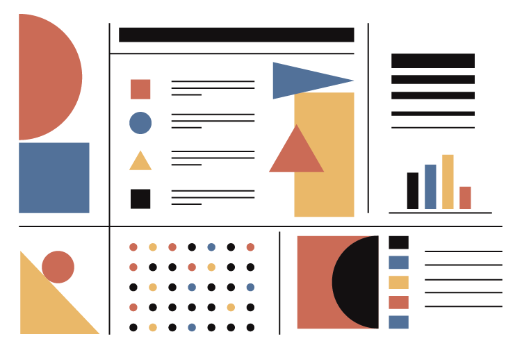 Ilustración estilo Bauhaus para el formato Infographics