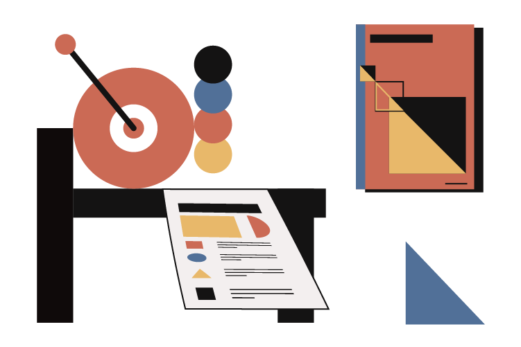 Ilustración estilo Bauhaus para el formato Printed materials