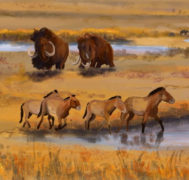 Ilustración de la estepa del mamut