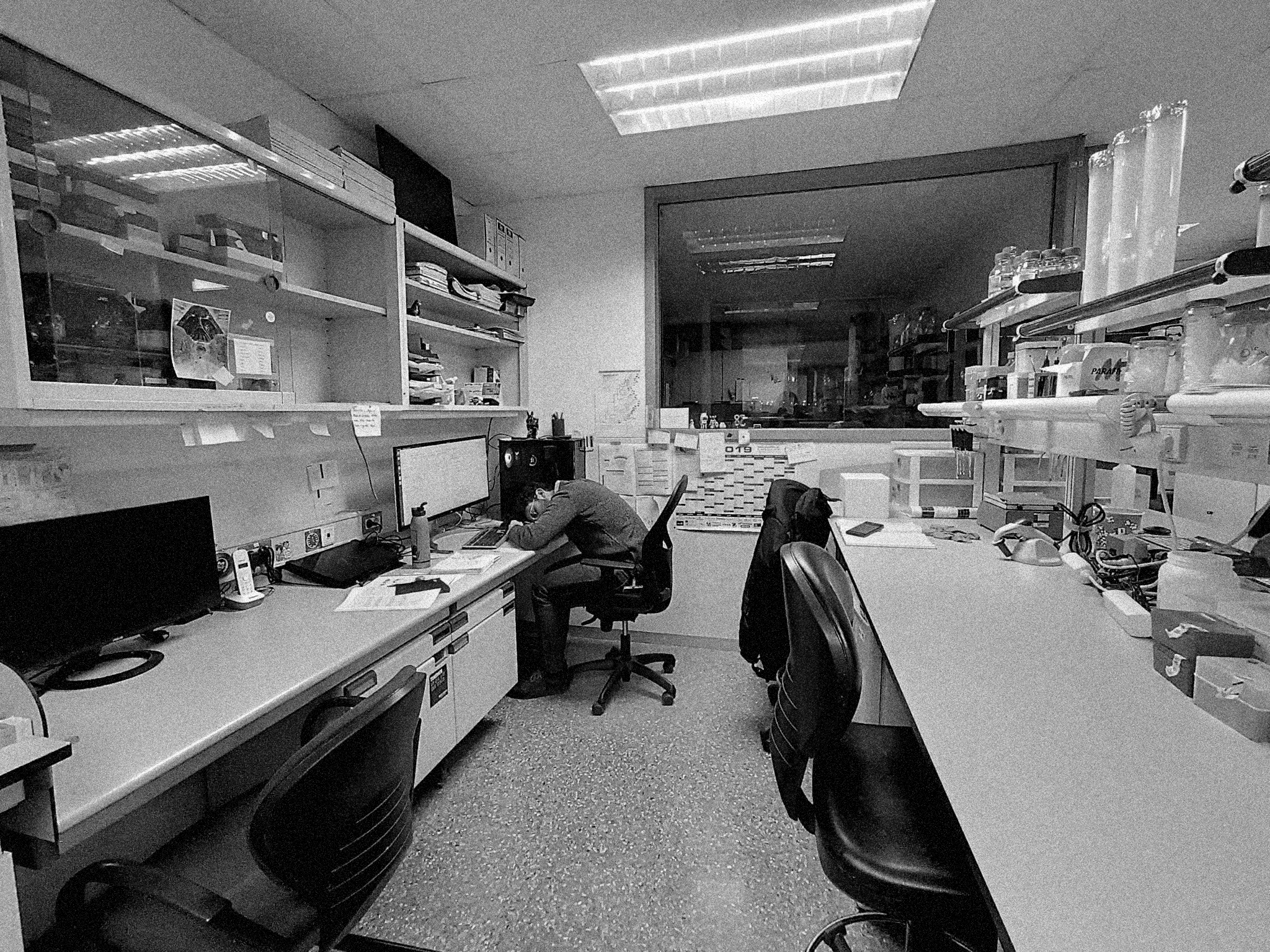 Laboratorio de investigación, vacío, de madrugada
