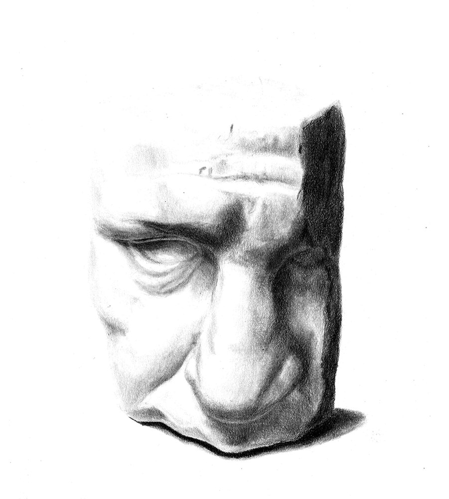 Estudio académico a grafito de un rostro (lámina Bargue)