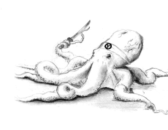 Boceto a grafito de un pulpo