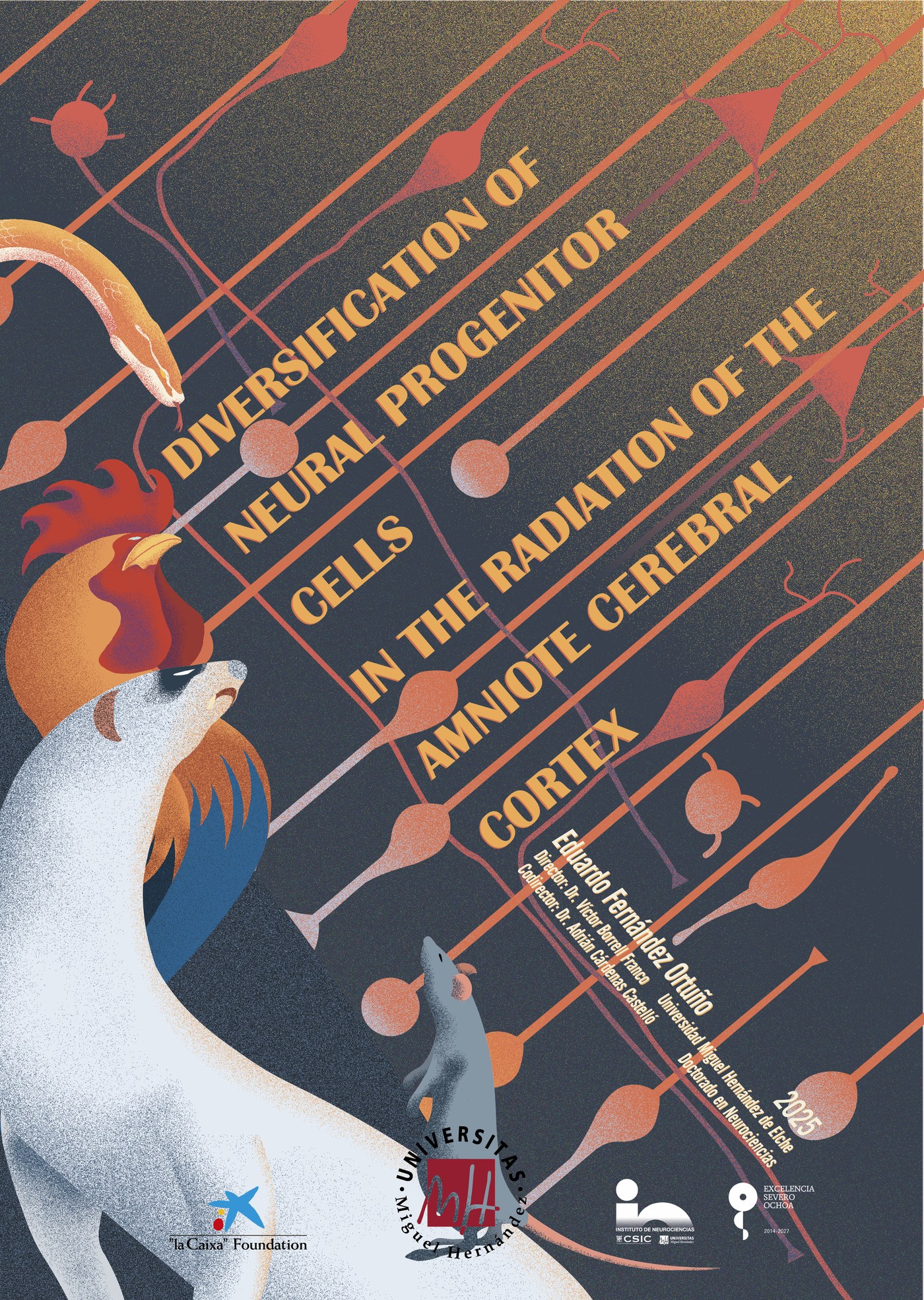 Póster de la portada de la tesis, con estética constructivista y art-déco